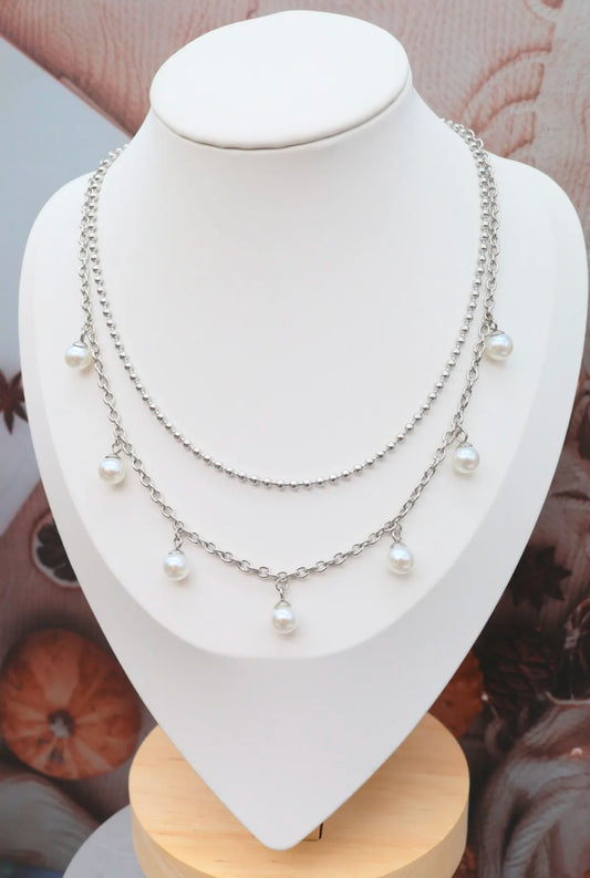 Collier double avec perles