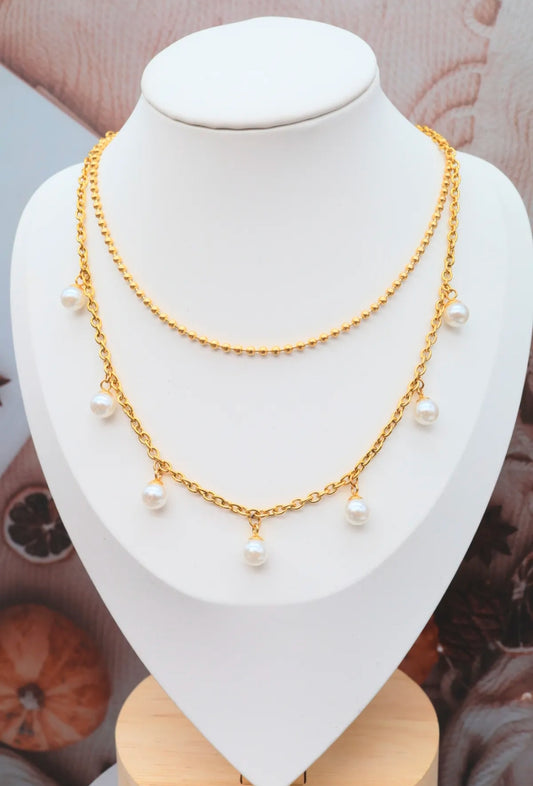 Collier double avec perles