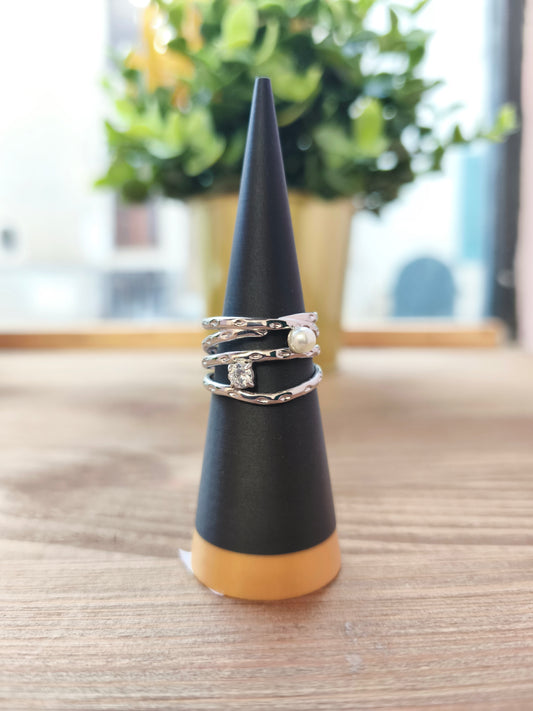 Bague triple anneaux perle et diam